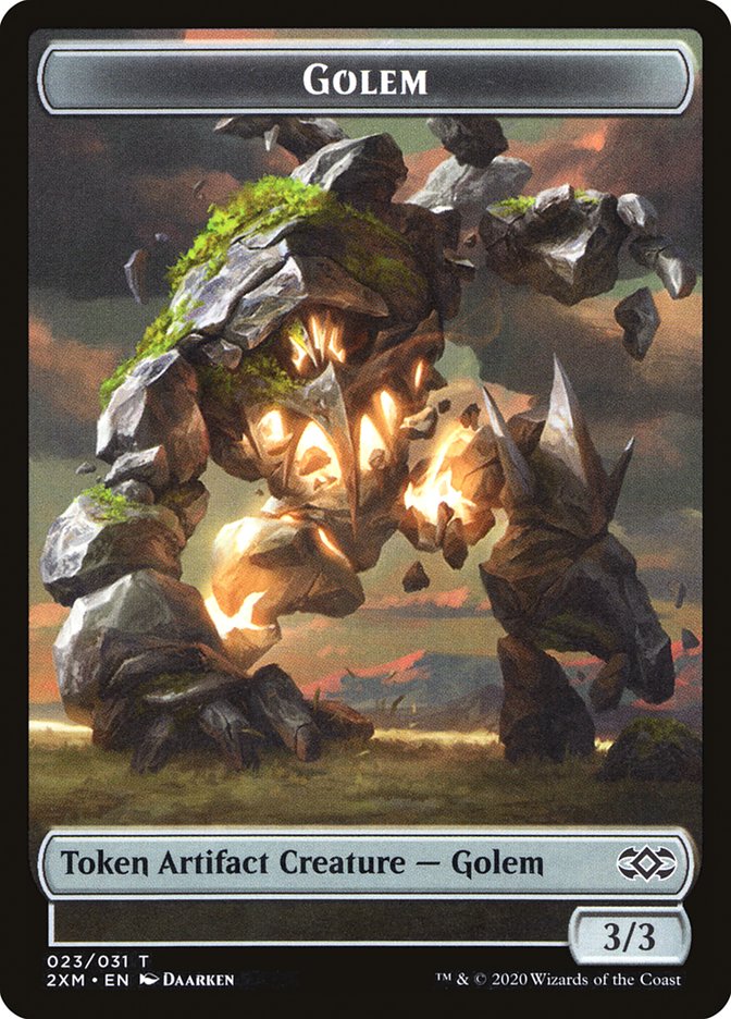 Wolf // Golem Double-Sided Token [Double Masters Tokens] | Chromatic Games