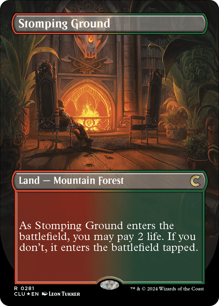 Stomping Ground (Borderless) [Ravnica: Clue Edition] | Chromatic Games