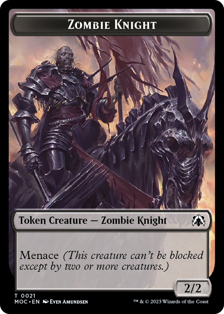 Zombie Knight // Human (6) Double-Sided Token [March of the Machine Commander Tokens] | Chromatic Games