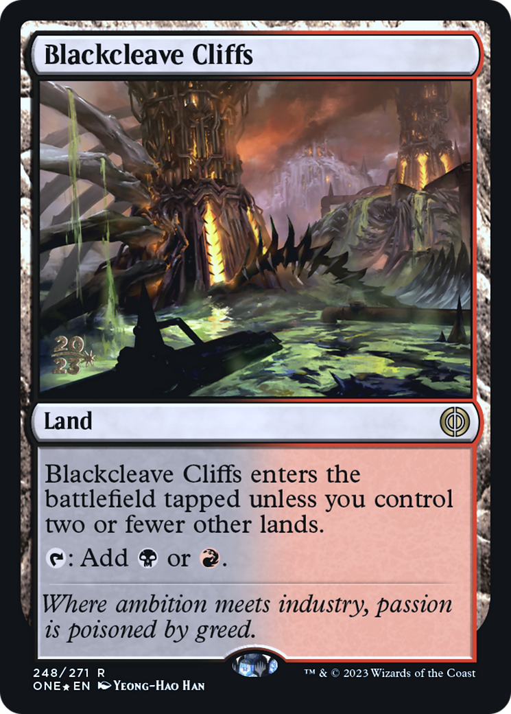 Blackcleave Cliffs [Phyrexia: All Will Be One Prerelease Promos] | Chromatic Games