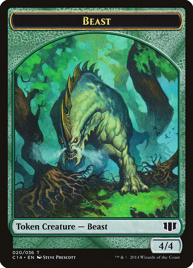 Elf Druid // Beast (020/036) Double-Sided Token [Commander 2014 Tokens] | Chromatic Games