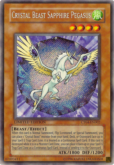 Crystal Beast Sapphire Pegasus [CT04-EN002] Secret Rare | Chromatic Games