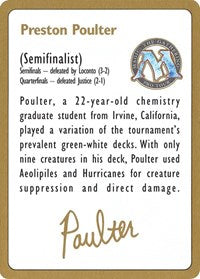 1996 Preston Poulter Biography Card [World Championship Decks] | Chromatic Games