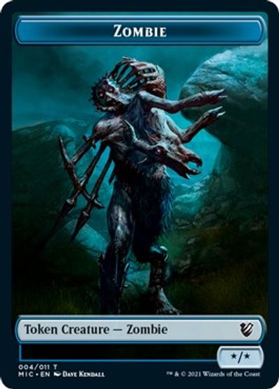 Zombie (005) // Zombie (004) Double-Sided Token [Innistrad: Midnight Hunt Commander Tokens] | Chromatic Games