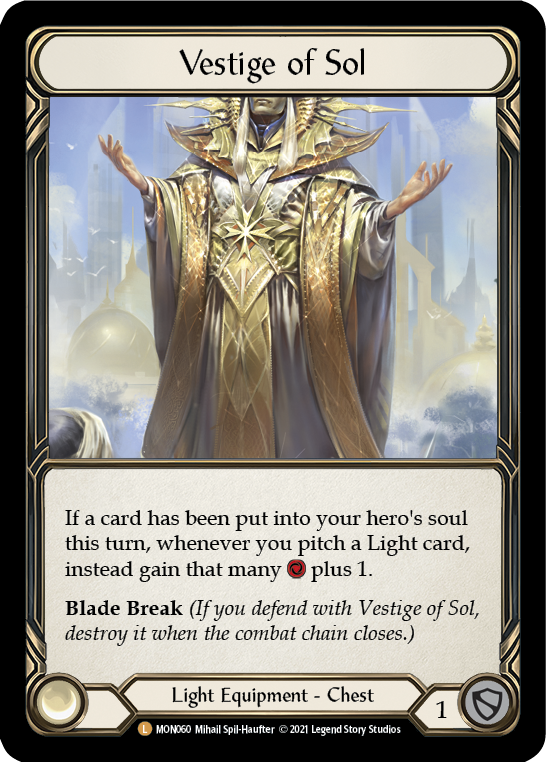 Vestige of Sol [MON060-CF] (Monarch)  1st Edition Cold Foil | Chromatic Games