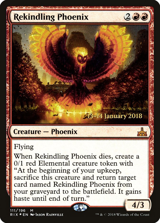 Rekindling Phoenix [Rivals of Ixalan Prerelease Promos] | Chromatic Games