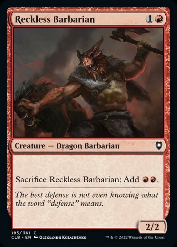 Reckless Barbarian [Commander Legends: Battle for Baldur's Gate] | Chromatic Games