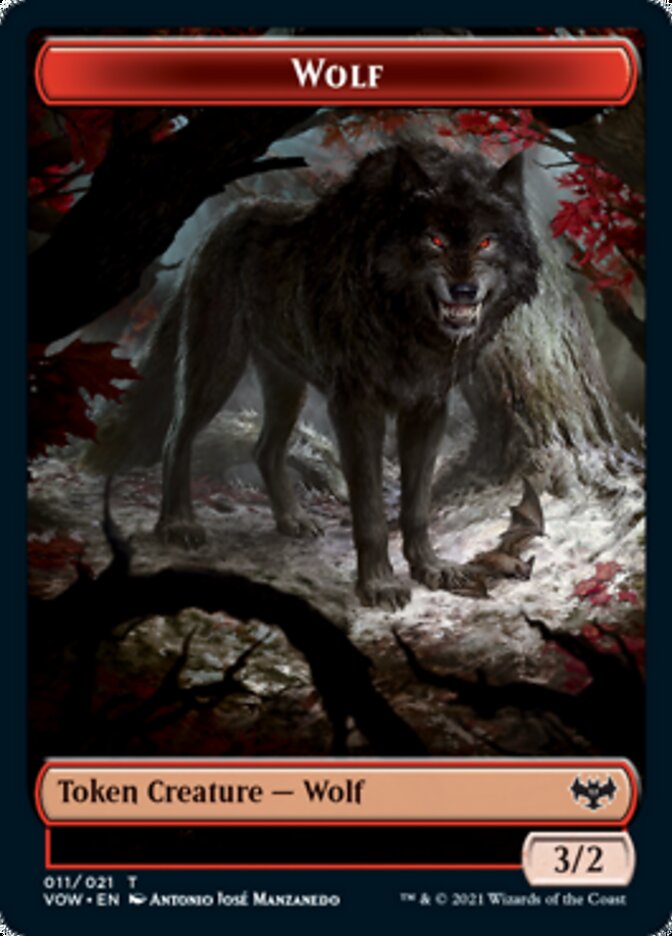 Wolf (011) // Human (010) Double-Sided Token [Innistrad: Crimson Vow Tokens] | Chromatic Games