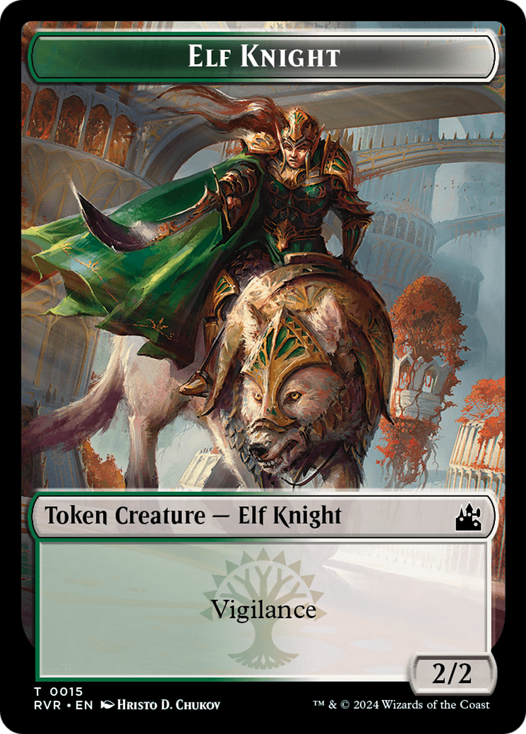 Elf Knight // Emblem - Domri Rade Double-Sided Token [Ravnica Remastered Tokens] | Chromatic Games