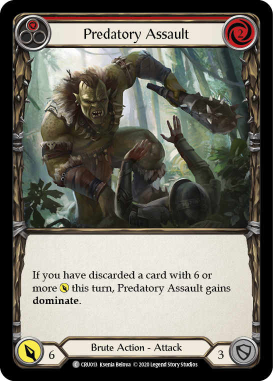 Predatory Assault (Red) [CRU013] (Crucible of War)  1st Edition Rainbow Foil | Chromatic Games