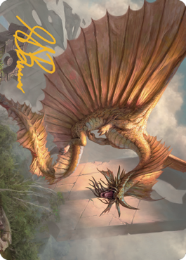 Ancient Gold Dragon Art Card (28) (Gold-Stamped Signature) [Commander Legends: Battle for Baldur's Gate Art Series] | Chromatic Games