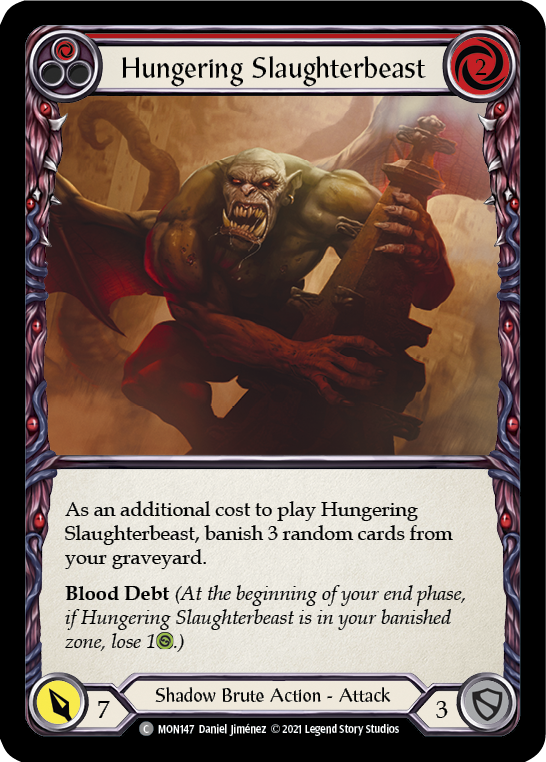 Hungering Slaughterbeast (Red) [MON147-RF] (Monarch)  1st Edition Rainbow Foil | Chromatic Games