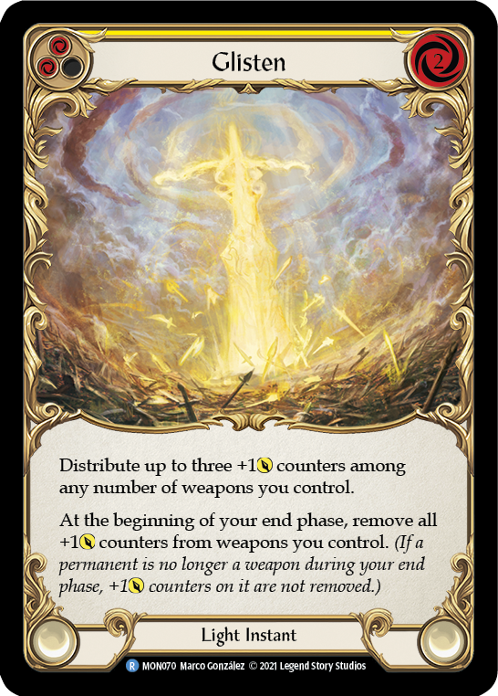 Glisten (Yellow) [MON070-RF] (Monarch)  1st Edition Rainbow Foil | Chromatic Games