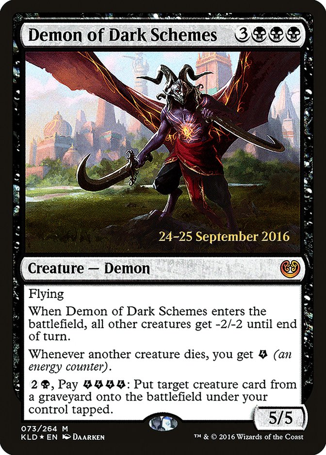 Demon of Dark Schemes [Kaladesh Prerelease Promos] | Chromatic Games