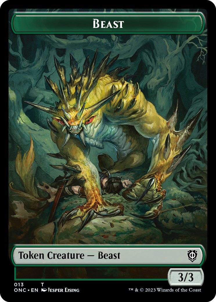 Poison Counter // Beast Double-Sided Token [Phyrexia: All Will Be One Commander Tokens] | Chromatic Games