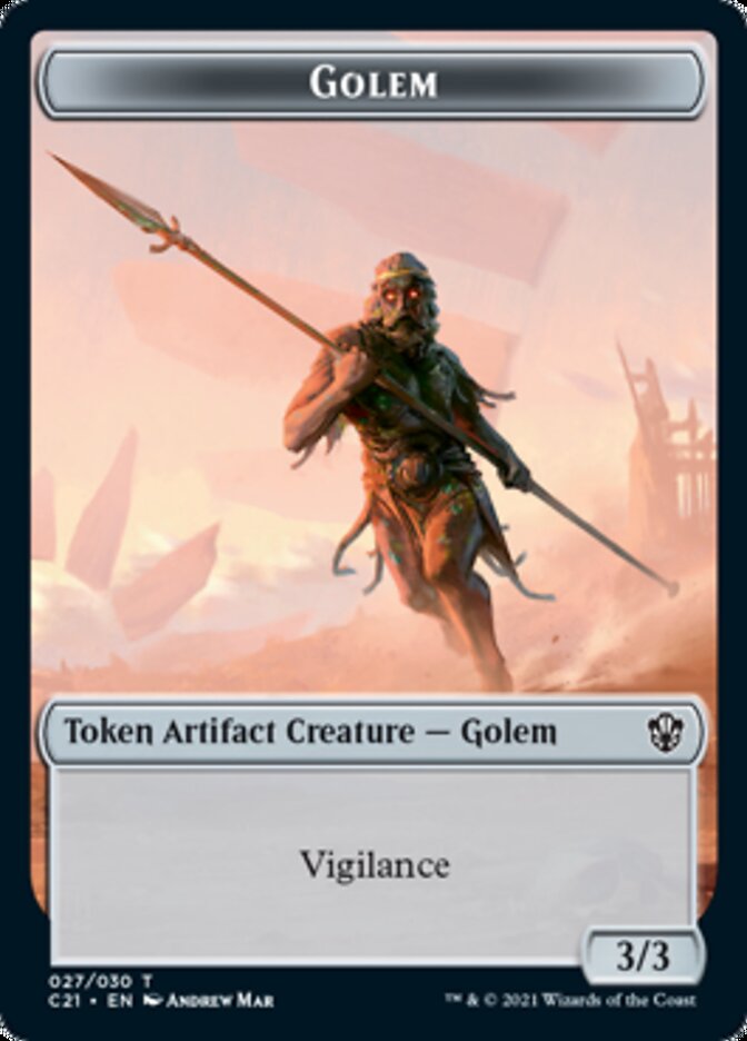 Golem (027) // Thopter Double-Sided Token [Commander 2021 Tokens] | Chromatic Games