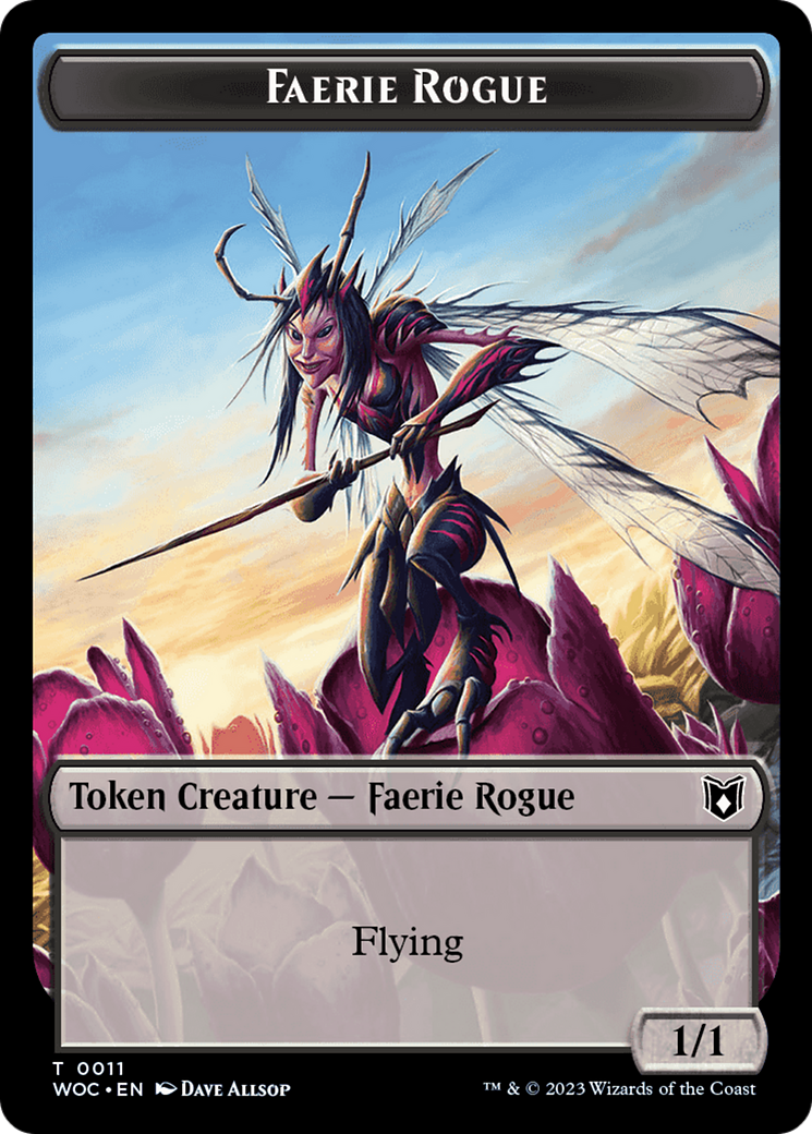 Faerie Rogue // Pirate (0011) Double-Sided Token [Wilds of Eldraine Commander Tokens] | Chromatic Games