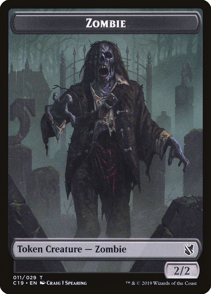 Zombie (010) // Zombie (011) Double-Sided Token [Commander 2019 Tokens] | Chromatic Games