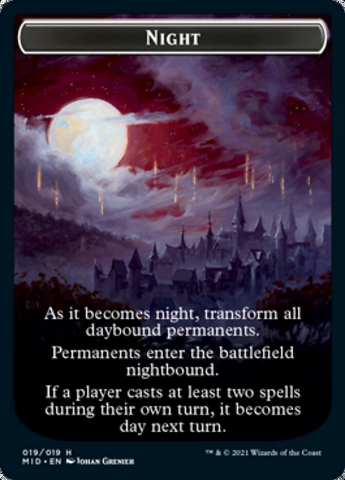 Day // Night Double-Sided Token [Innistrad: Midnight Hunt Tokens] | Chromatic Games