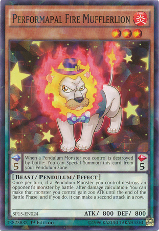 Performapal Fire Mufflerlion [SP15-EN024] Shatterfoil Rare | Chromatic Games