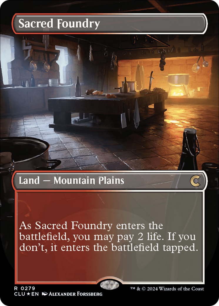 Sacred Foundry (Borderless) [Ravnica: Clue Edition] | Chromatic Games