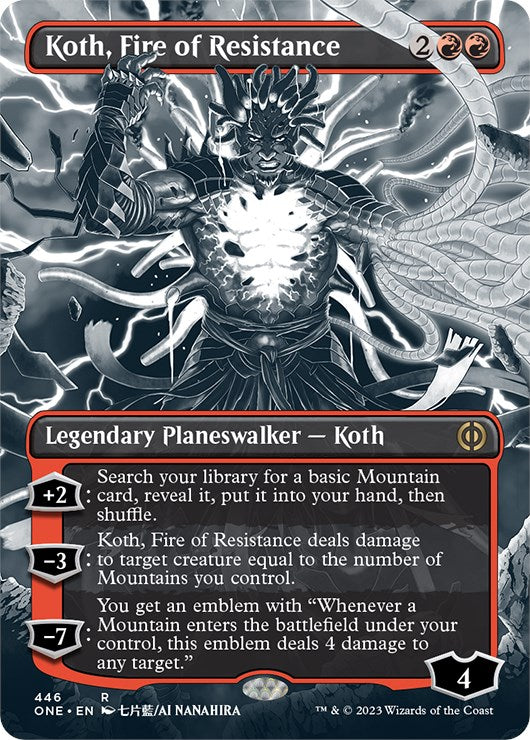 Koth, Fire of Resistance (Borderless Manga Step-and-Compleat Foil) [Phyrexia: All Will Be One] | Chromatic Games