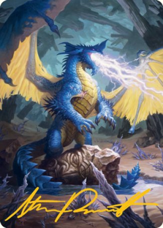 Blue Dragon Art Card (Gold-Stamped Signature) [Dungeons & Dragons: Adventures in the Forgotten Realms Art Series] | Chromatic Games