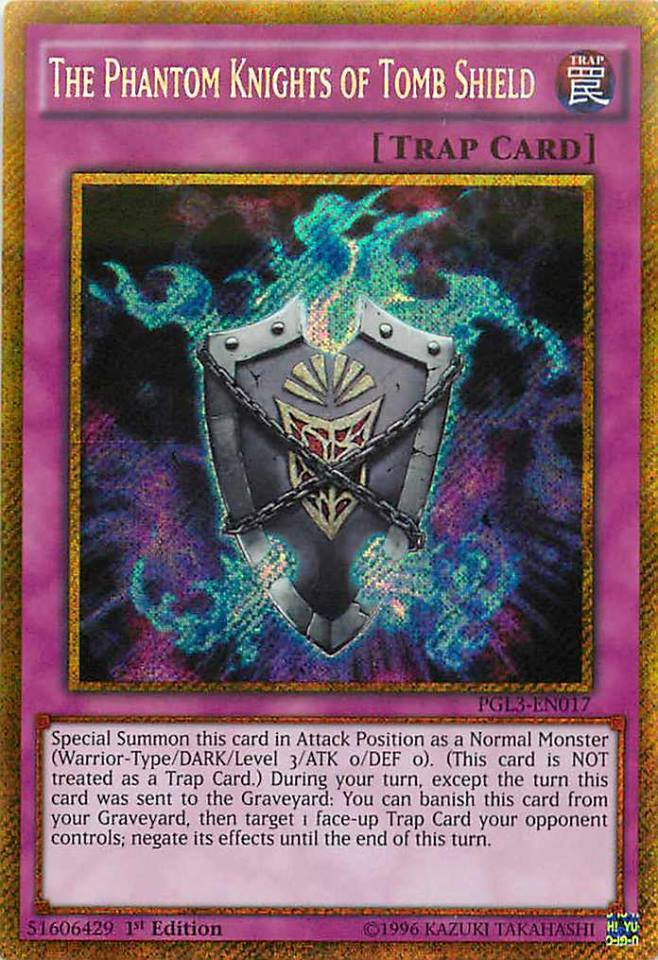 The Phantom Knights of Tomb Shield [PGL3-EN017] Gold Secret Rare | Chromatic Games