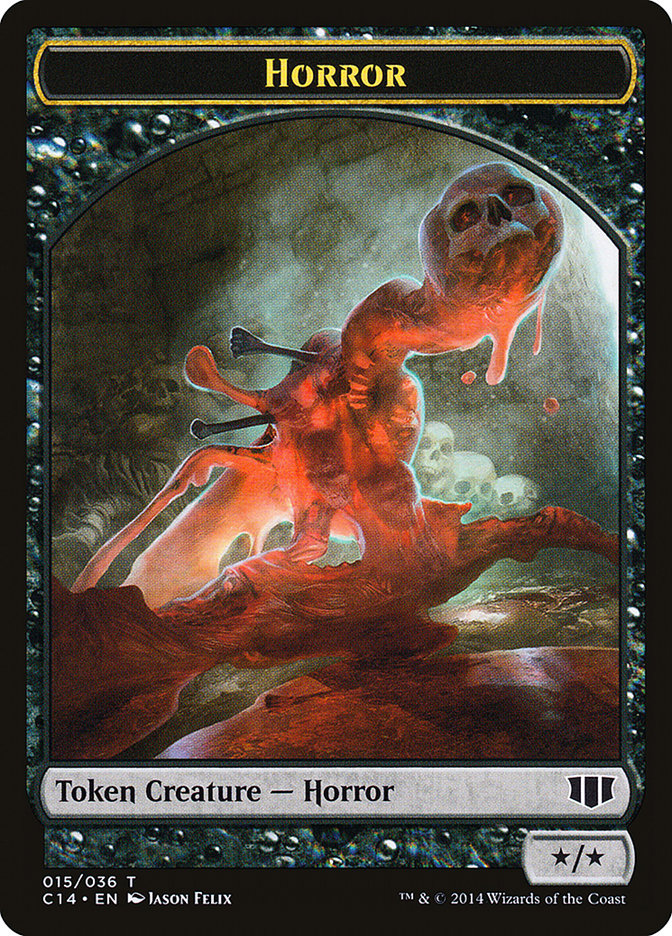 Horror // Zombie (016/036) Double-Sided Token [Commander 2014 Tokens] | Chromatic Games