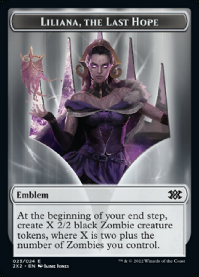 Liliana, the Last Hope Emblem // Spirit (002) Double-Sided Token [Double Masters 2022 Tokens] | Chromatic Games