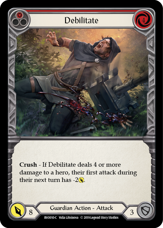 Debilitate (Red) [BVO010-C] (Bravo Hero Deck)  1st Edition Normal | Chromatic Games