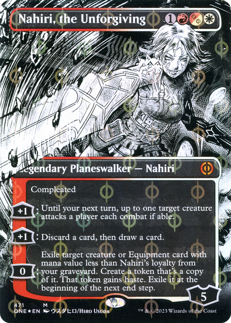 Nahiri, the Unforgiving (Borderless Manga Step-and-Compleat Foil) [Phyrexia: All Will Be One] | Chromatic Games