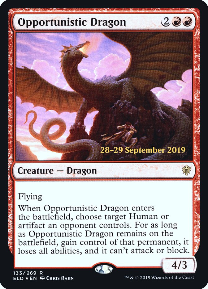 Opportunistic Dragon [Throne of Eldraine Prerelease Promos] | Chromatic Games